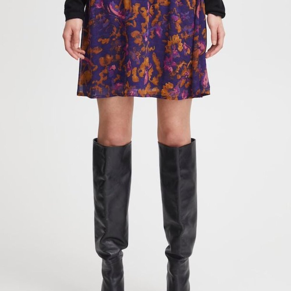 Ichi Skirt‎ Multi Flower Purple Medium Lined